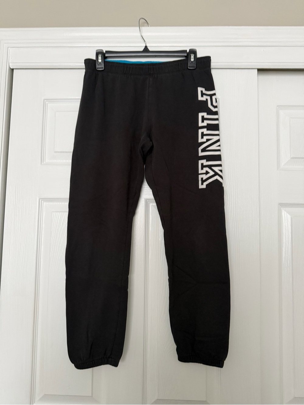 PINK Victoria's Secret Black Sweat Joggers with Side Logo
